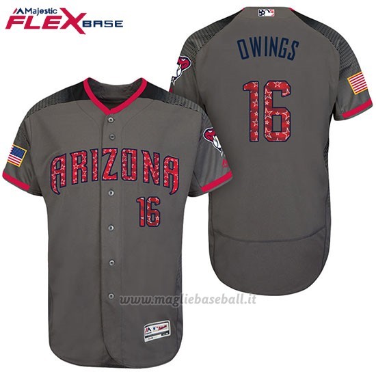 Maglia Baseball Uomo Arizona Diamondbacks 2017 Estrellas y Rayas 16 Chris Owings Grigio Flex Base
